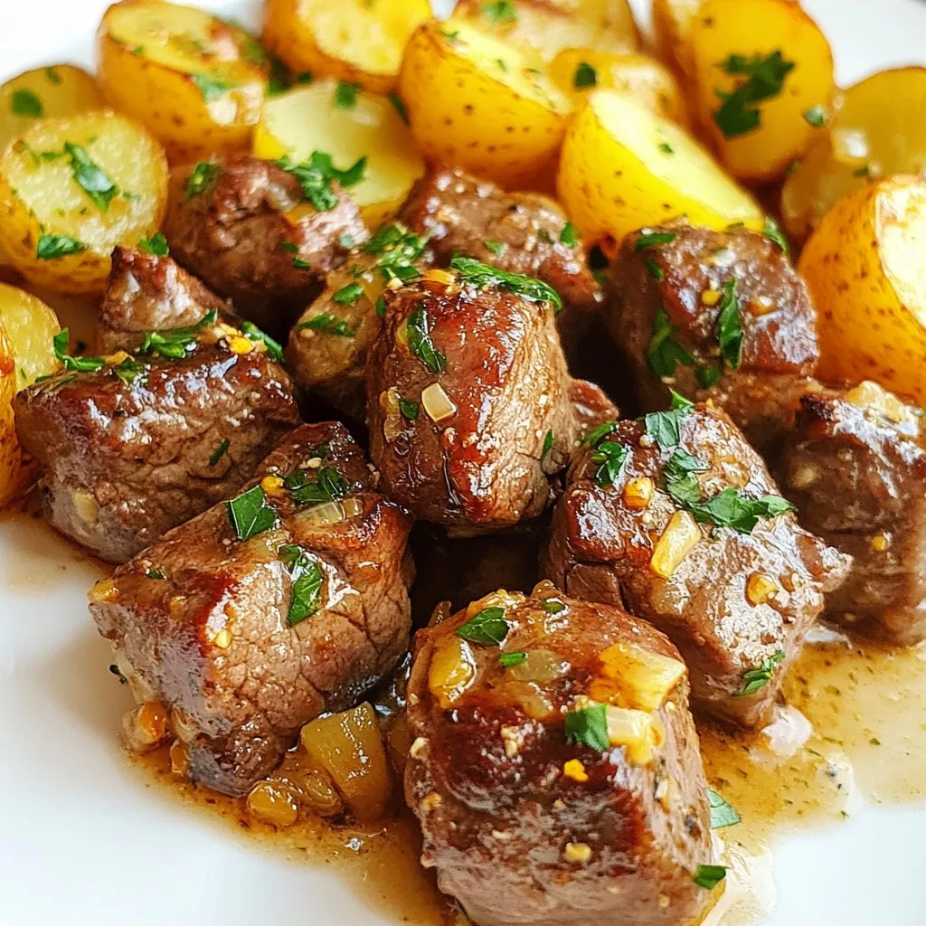 Garlic Butter Beef Bites with Potatoes Delightful Meal