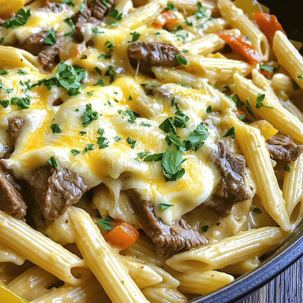 Philly Cheesesteak Pasta Skillet Flavorful Dinner Idea