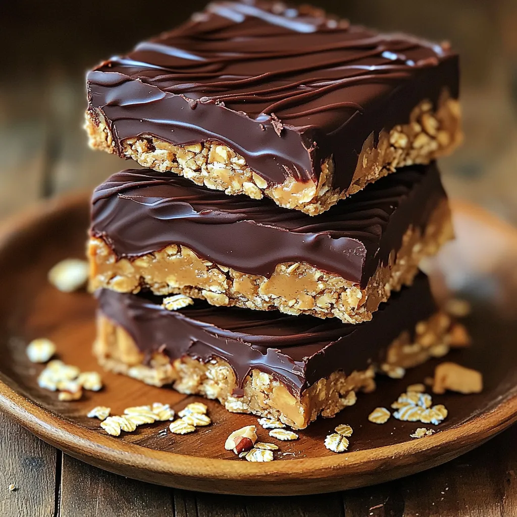 No-Bake Chocolate Peanut Butter Oat Bars Delight