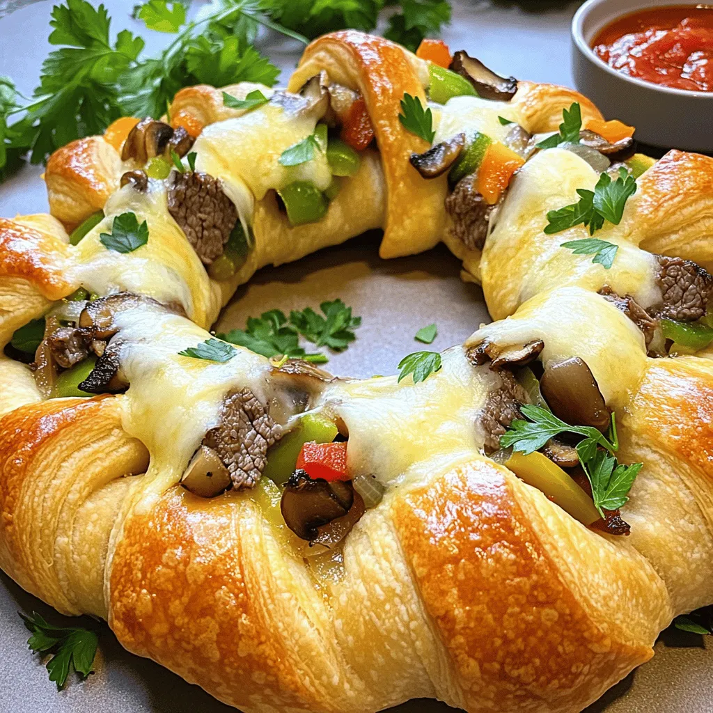 Philly Cheese Steak Crescent Ring Tasty Family Dinner