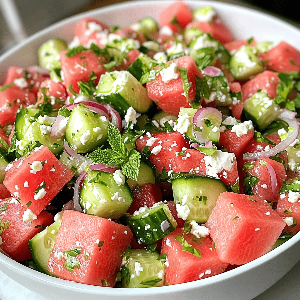 Watermelon Cucumber Feta Salad Fresh and Tangy Dish