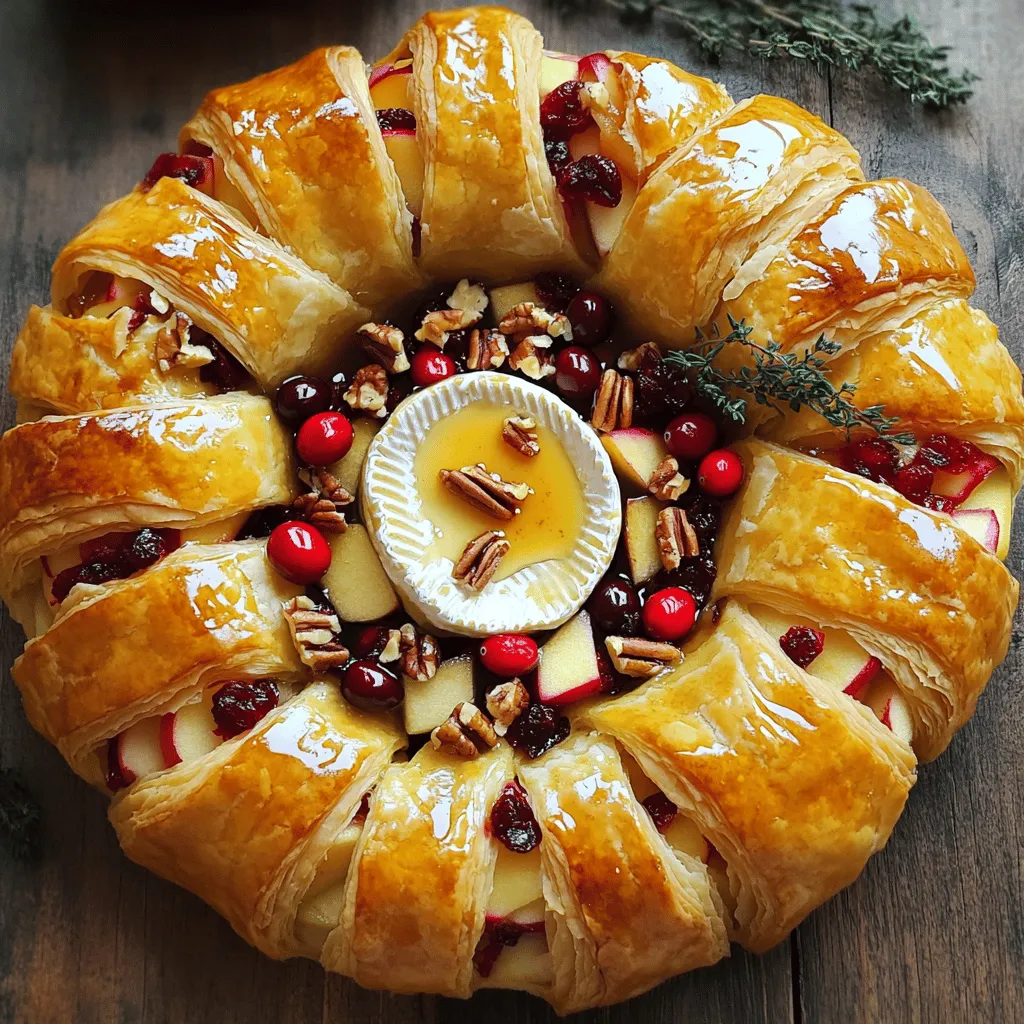 Baked Brie and Cran Apple Puff Pastry Wreath Delight