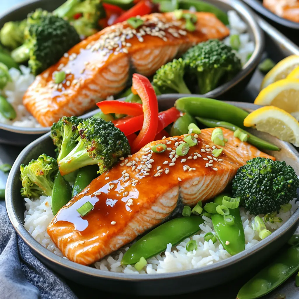 Teriyaki Salmon Bowls Sheet Pan Easy Healthy Meal