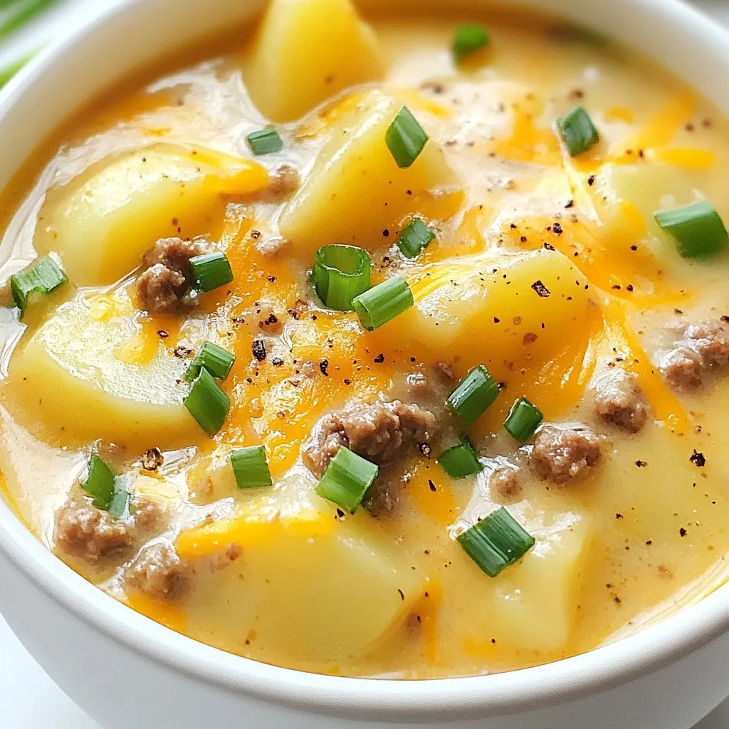 Cheesy Beef Potato Soup Comforting and Filling Bowl
