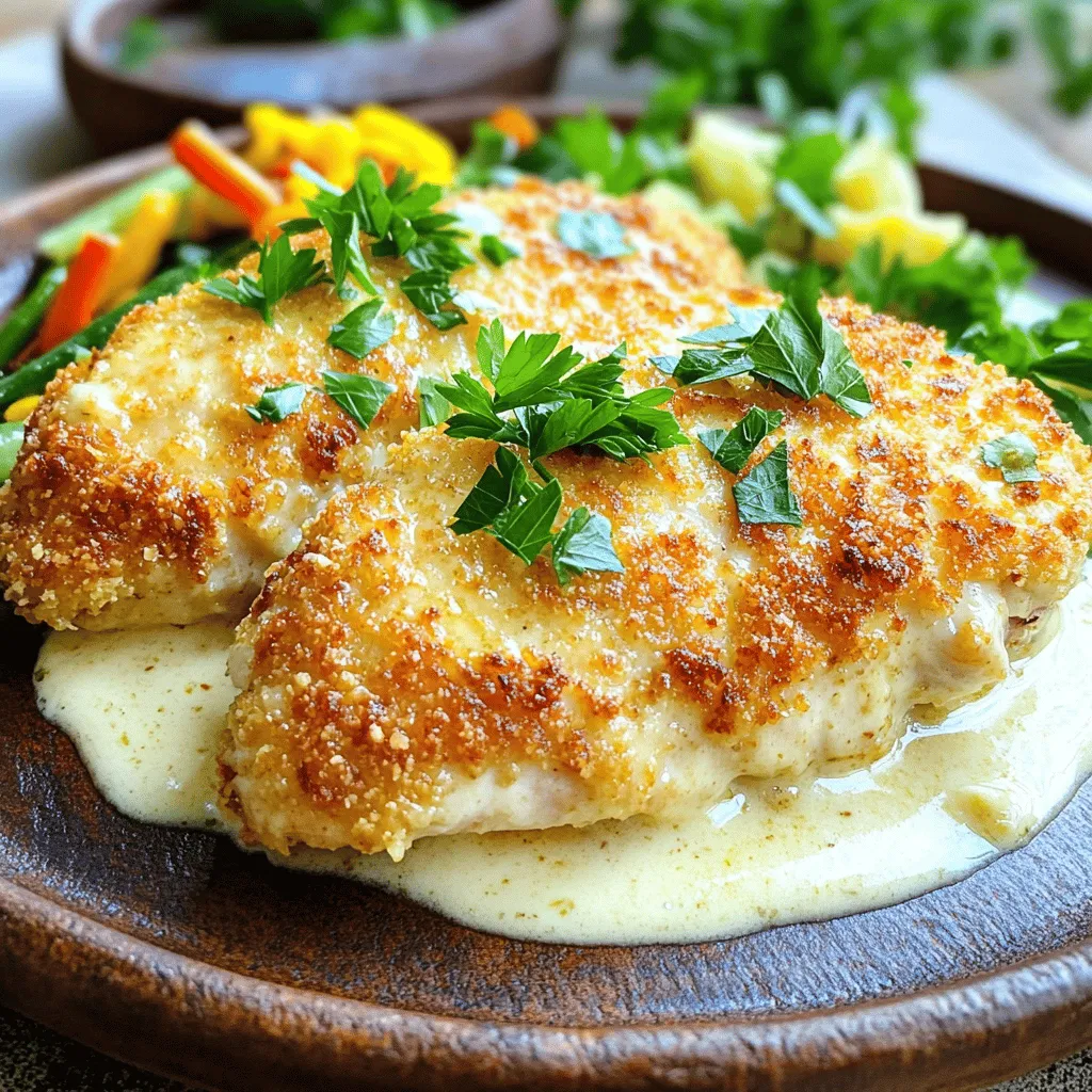 Crispy Parmesan Chicken with Garlic Cream Sauce Delight