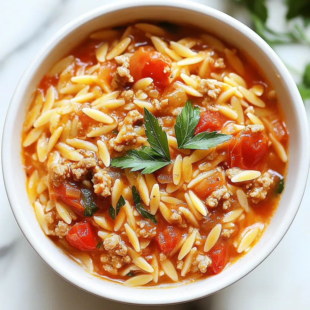 Ground Turkey Tomato Orzo Savory One-Pot Meal