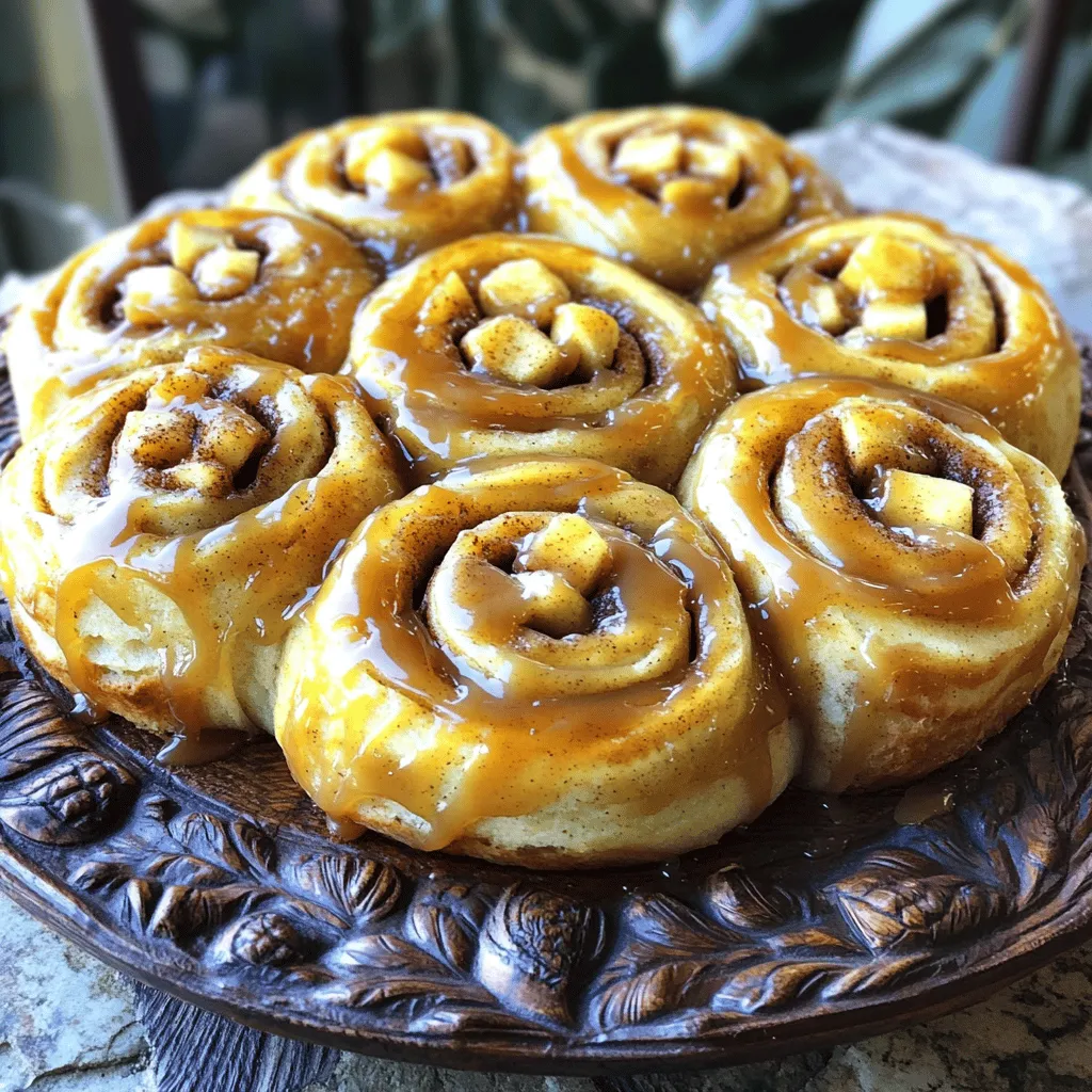 Caramel Apple Cinnamon Rolls With Cream Cheese Glaze
