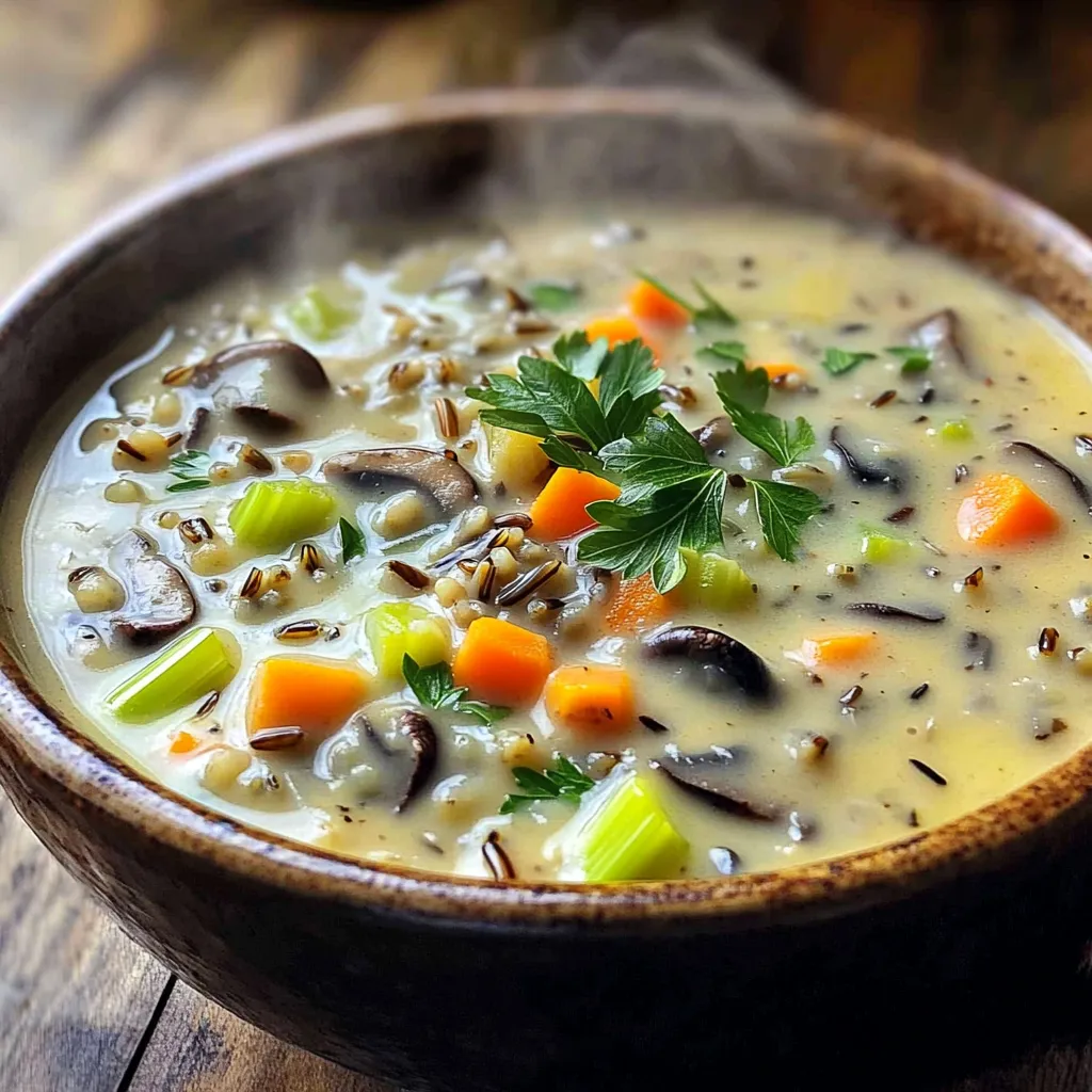 Slow Cooker Creamy Wild Rice Mushroom Soup Delight