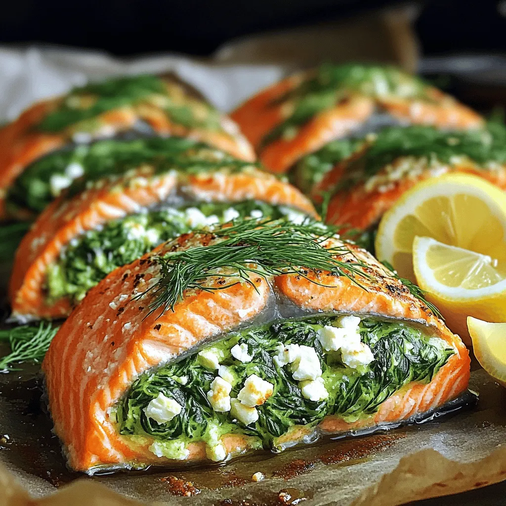 Spinach Feta Stuffed Baked Salmon Simple and Tasty Meal