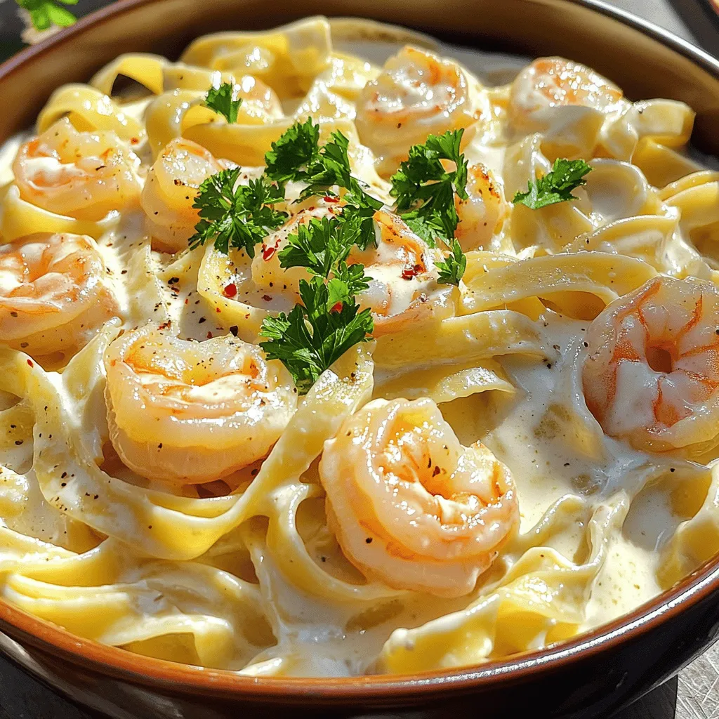 Garlic Alfredo Pasta with Shrimp Creamy Delight