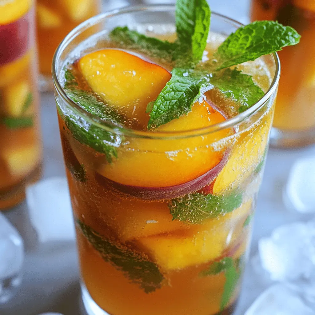 Ginger Peach Kombucha Cooler Refreshing Summer Drink