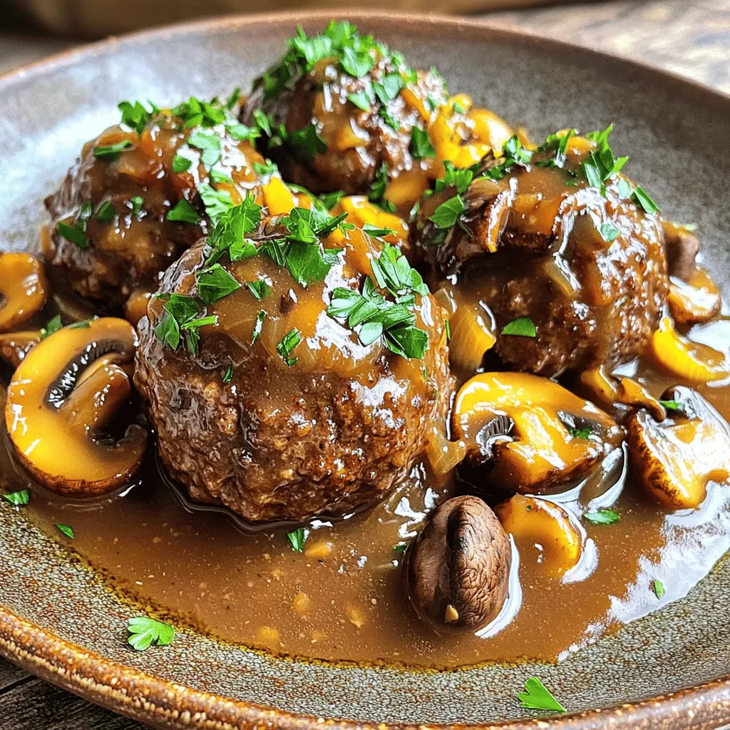 Salisbury Steak Meatballs with Mushroom Gravy Recipe