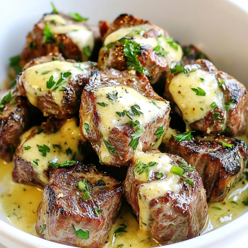 Garlic Butter Steak Bites with Cream Sauce Delight