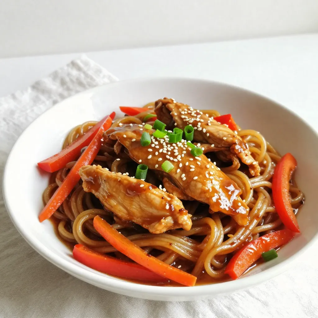 Sticky Garlic Chicken Noodles Delightful and Satisfying