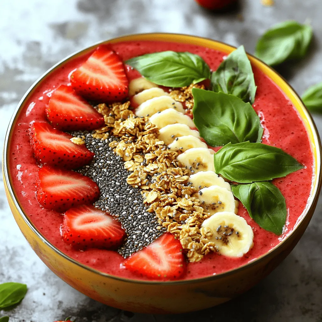 Strawberry Basil Smoothie Bowls Fresh and Flavorful Snack