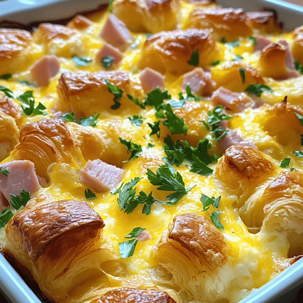 Ham and Cheese Croissant Casserole Tasty Breakfast Dish