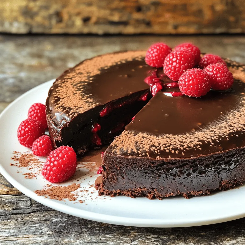 Flourless Chocolate Torte with Raspberry Swirl Delight