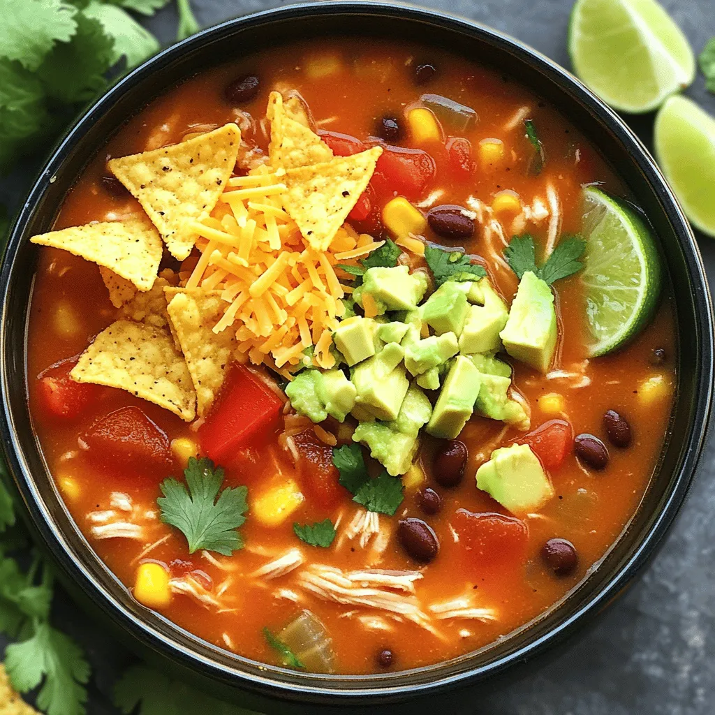 Savory Slow Cooker Chicken Tortilla Soup Recipe