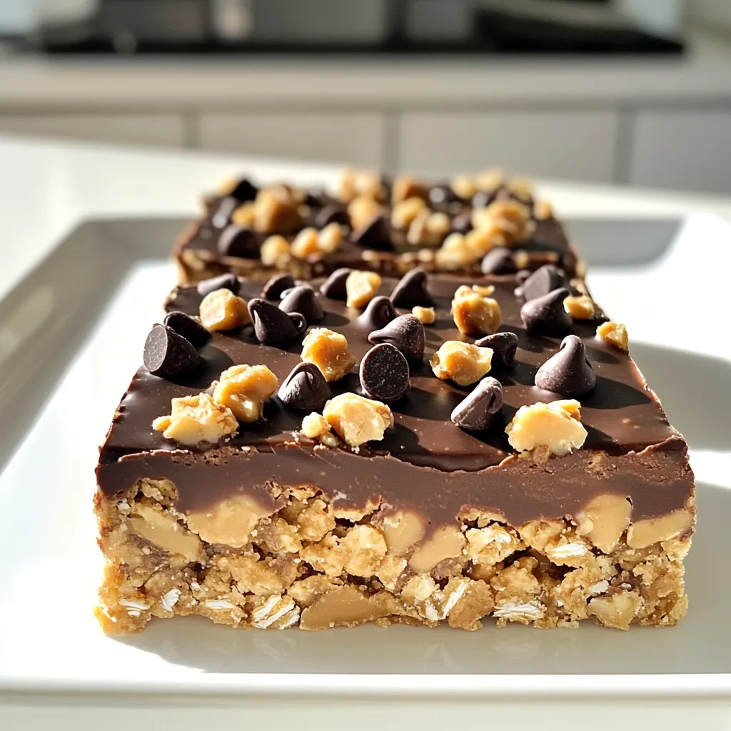 No Bake Peanut Butter Chocolate Oat Bars Recipe