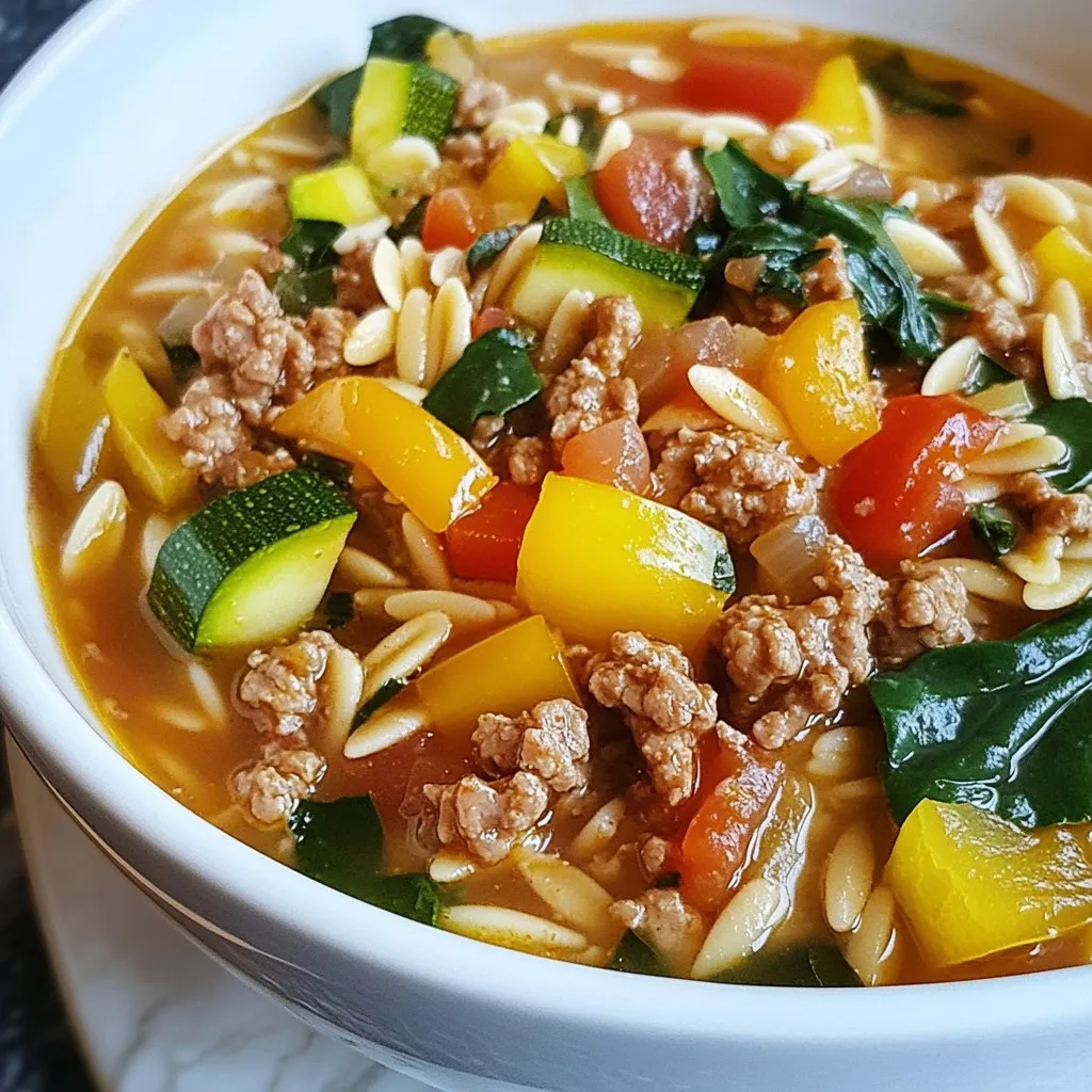 One-Pot Ground Turkey Orzo Flavorful Dinner Delight
