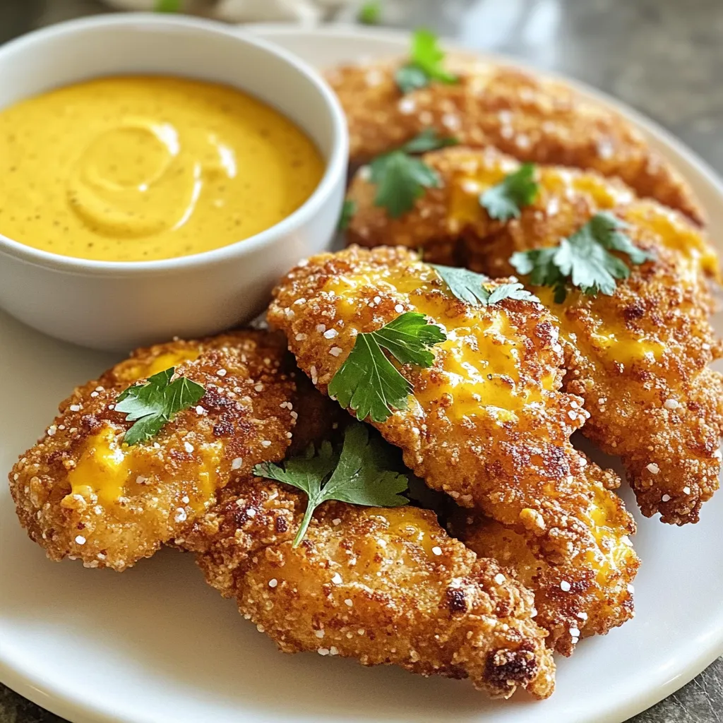 Pretzel Chicken with Mustard Cheddar Sauce Delight