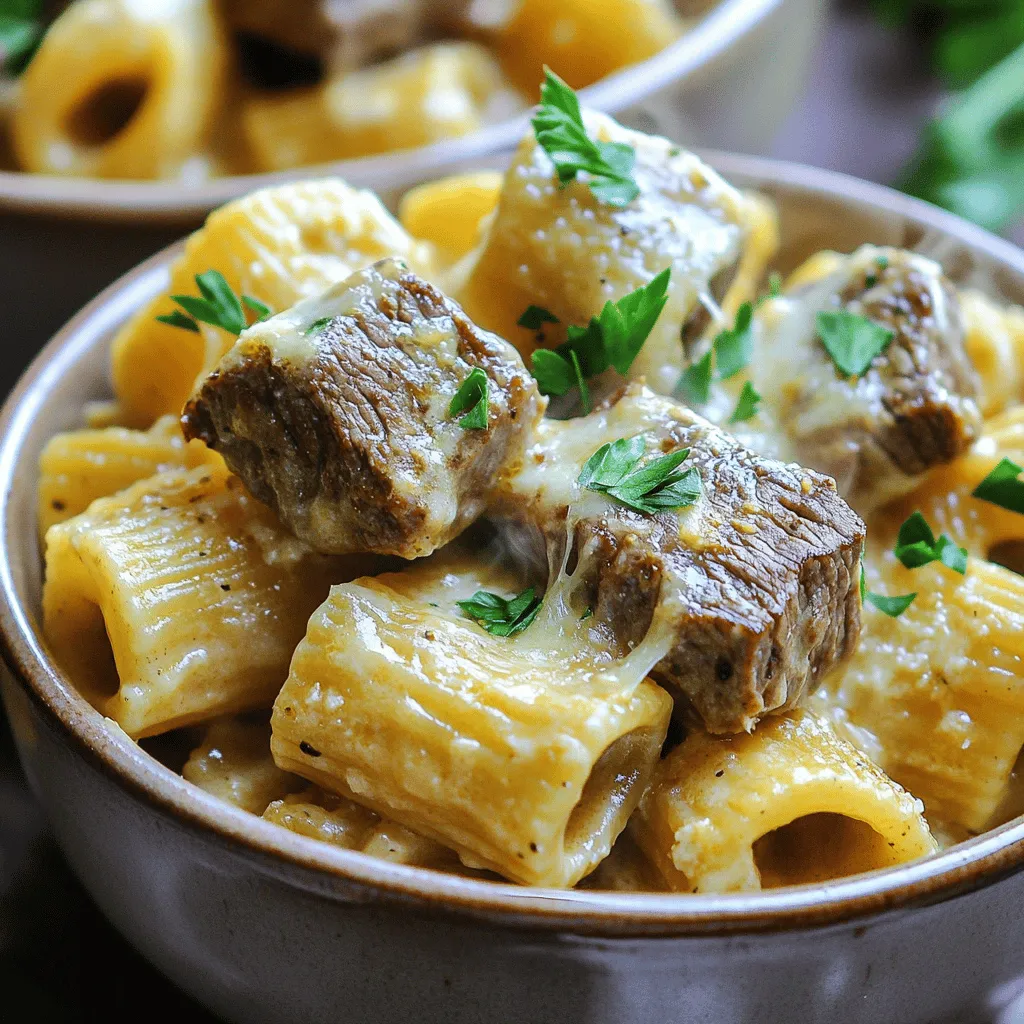 Garlic Butter Steak Parmesan Rigatoni Rich and Tasty