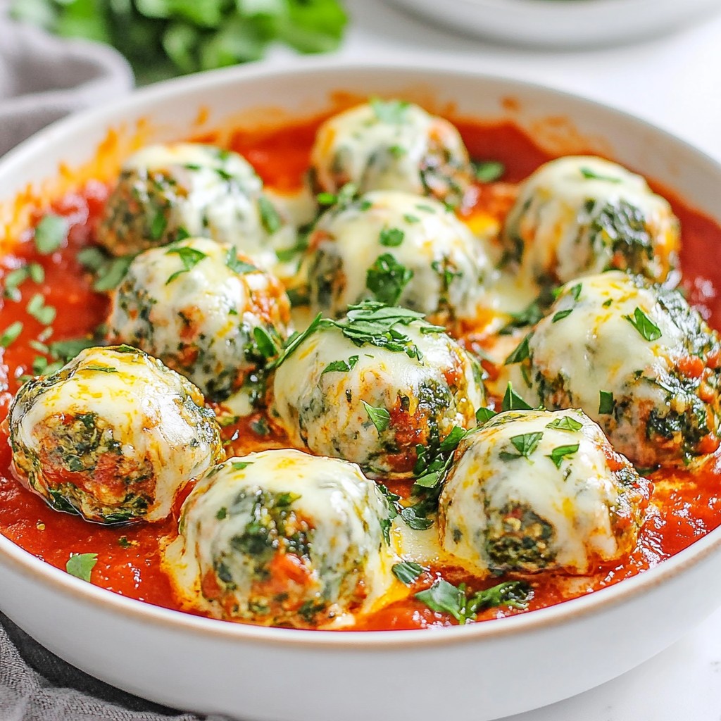 Spinach Garlic Mozzarella Meatballs Tasty Dinner Idea