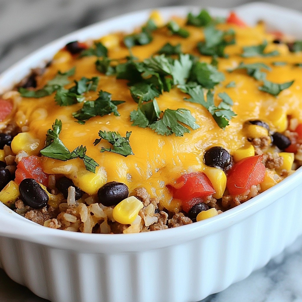 Cheesy Tex-Mex Beef and Rice Casserole Delight