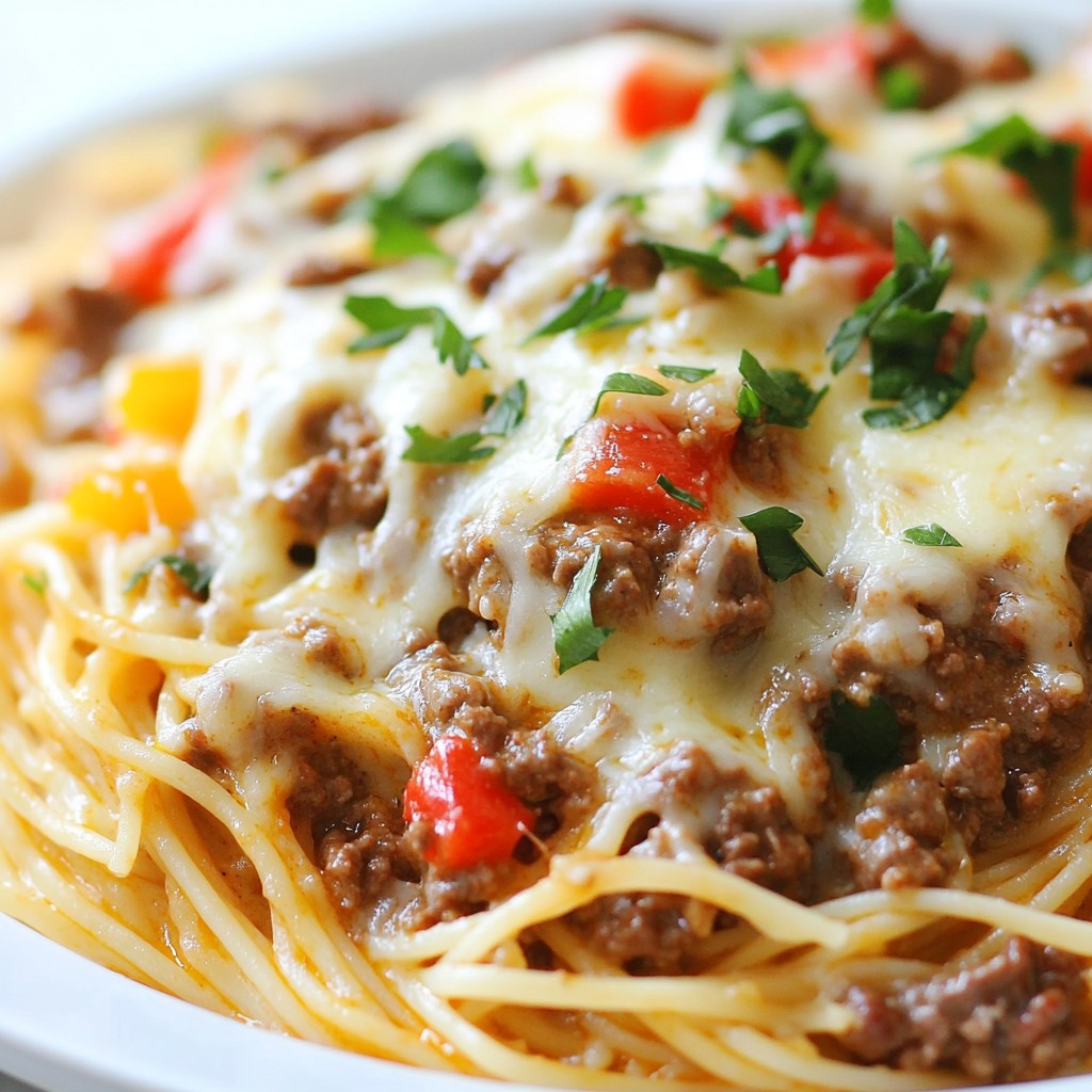 Cajun Beef Spaghetti with Three-Cheese Sauce Recipe