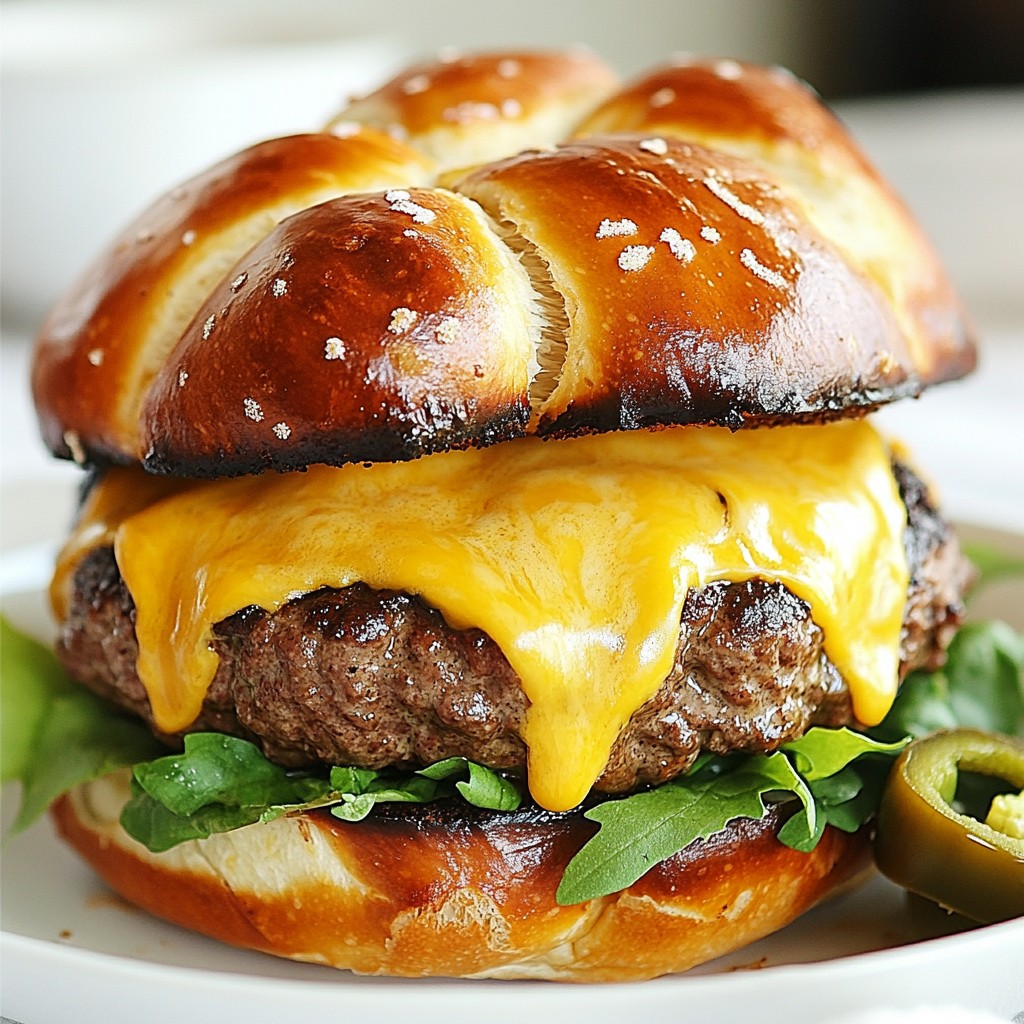 Pretzel Bun Beer Cheese Burger Flavorful and Crafty Meal