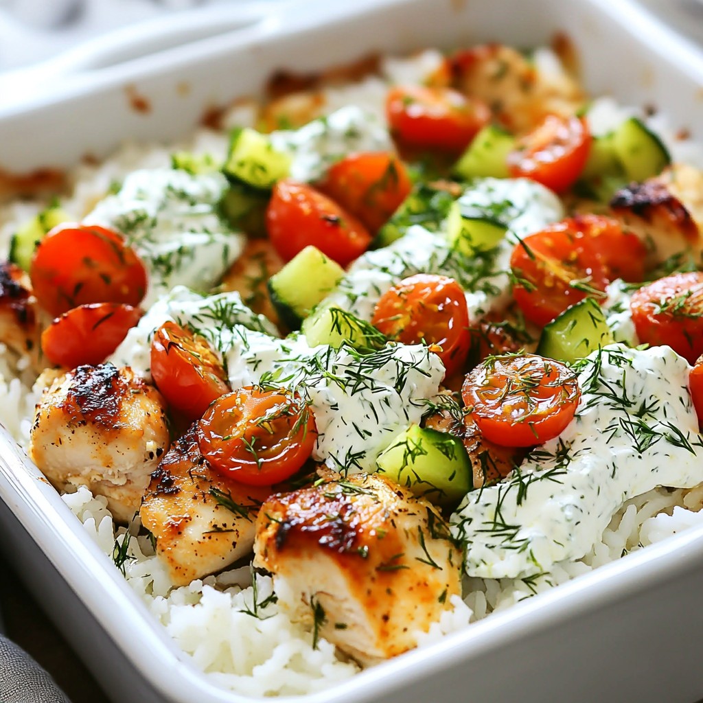 Dump and Bake Chicken Tzatziki Rice Simple Meal Idea