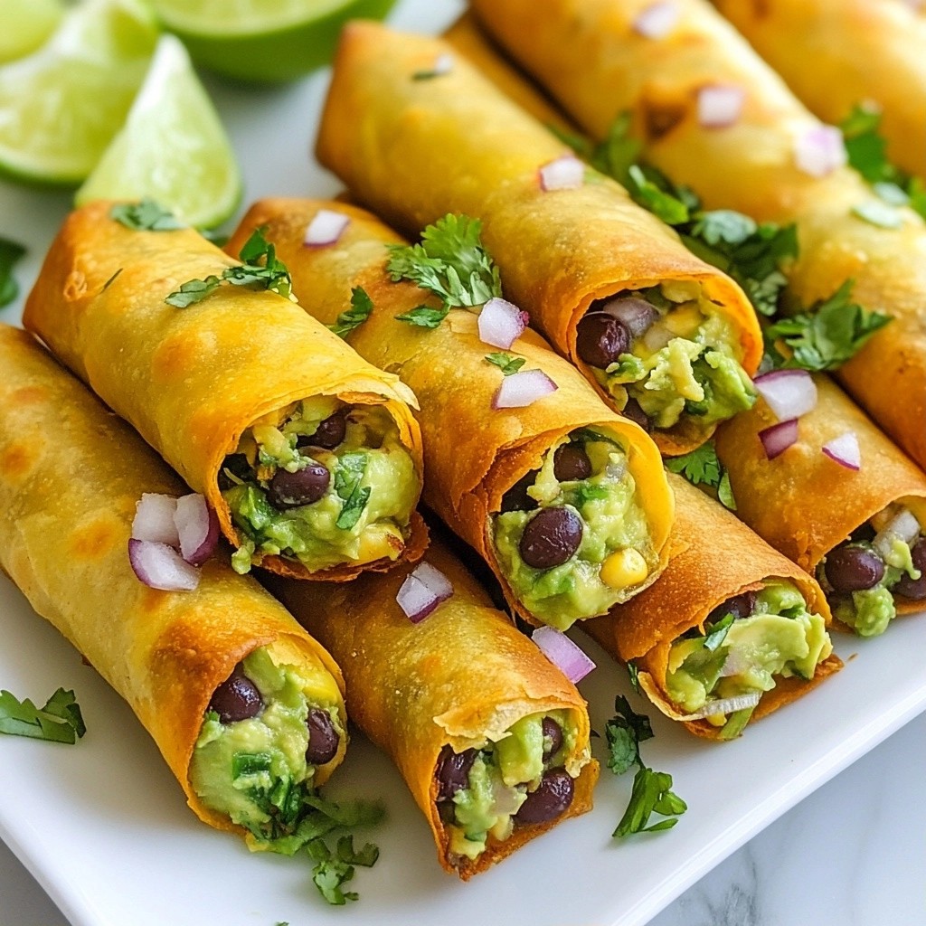 Crunchy Mexican Avocado and Black Bean Taquitos Recipe