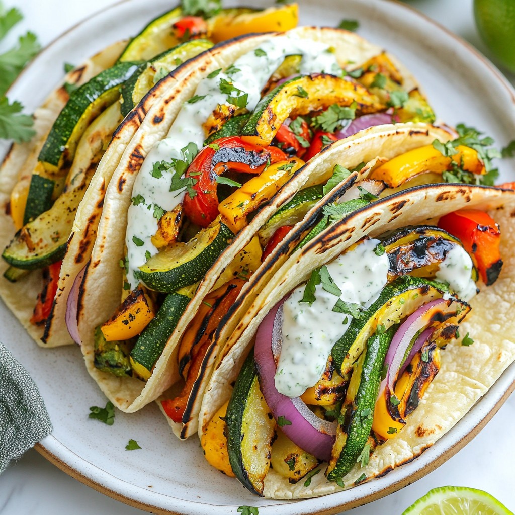 Grilled Mexican Veggie Tacos with Lime Crema Delight