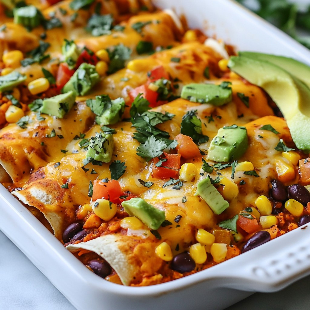 Vegetarian Mexican Bean and Sweet Potato Enchiladas Delight