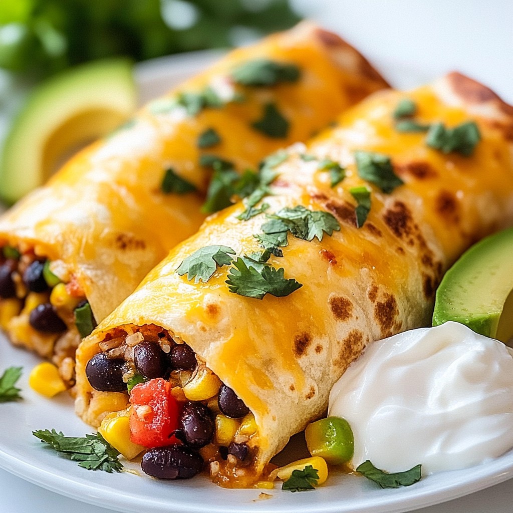 Cheesy Tex-Mex Bean and Rice Burritos Delight