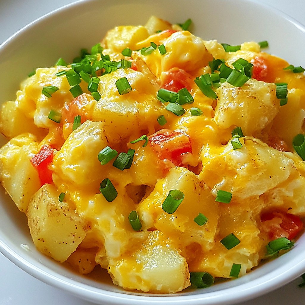 Cheesy Potato Egg Scramble Quick and Tasty Meal