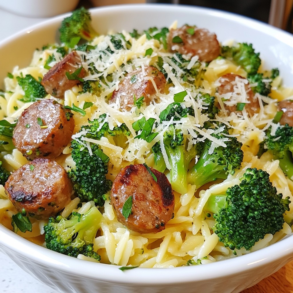 Chicken Sausage Broccoli Orzo Delightful and Simple Dish
