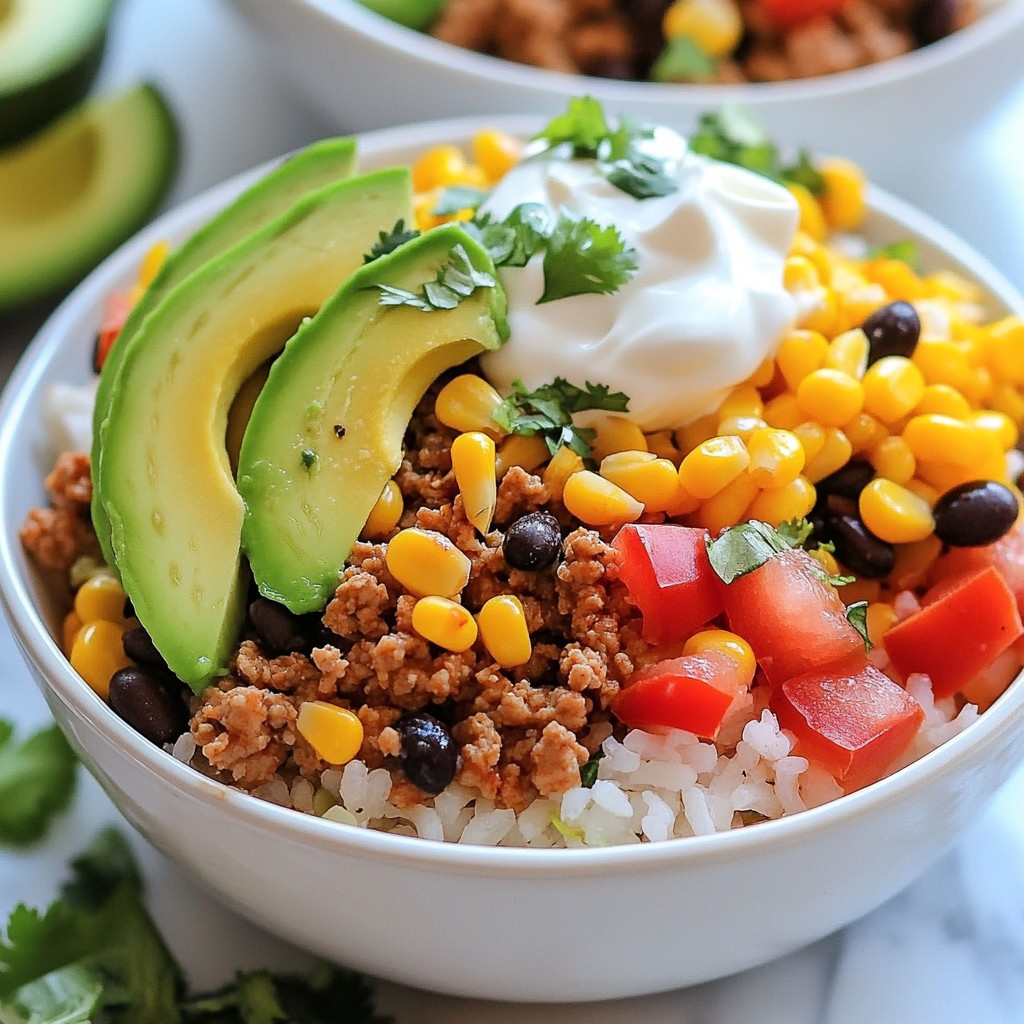 Tex-Mex Turkey Burrito Bowl with Cilantro Lime Rice