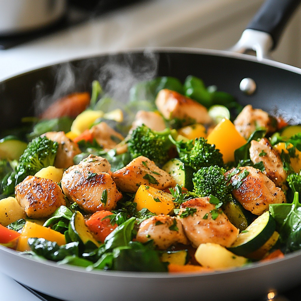 Healthy Chicken and Vegetables Skillet Easy Dinner Meal
