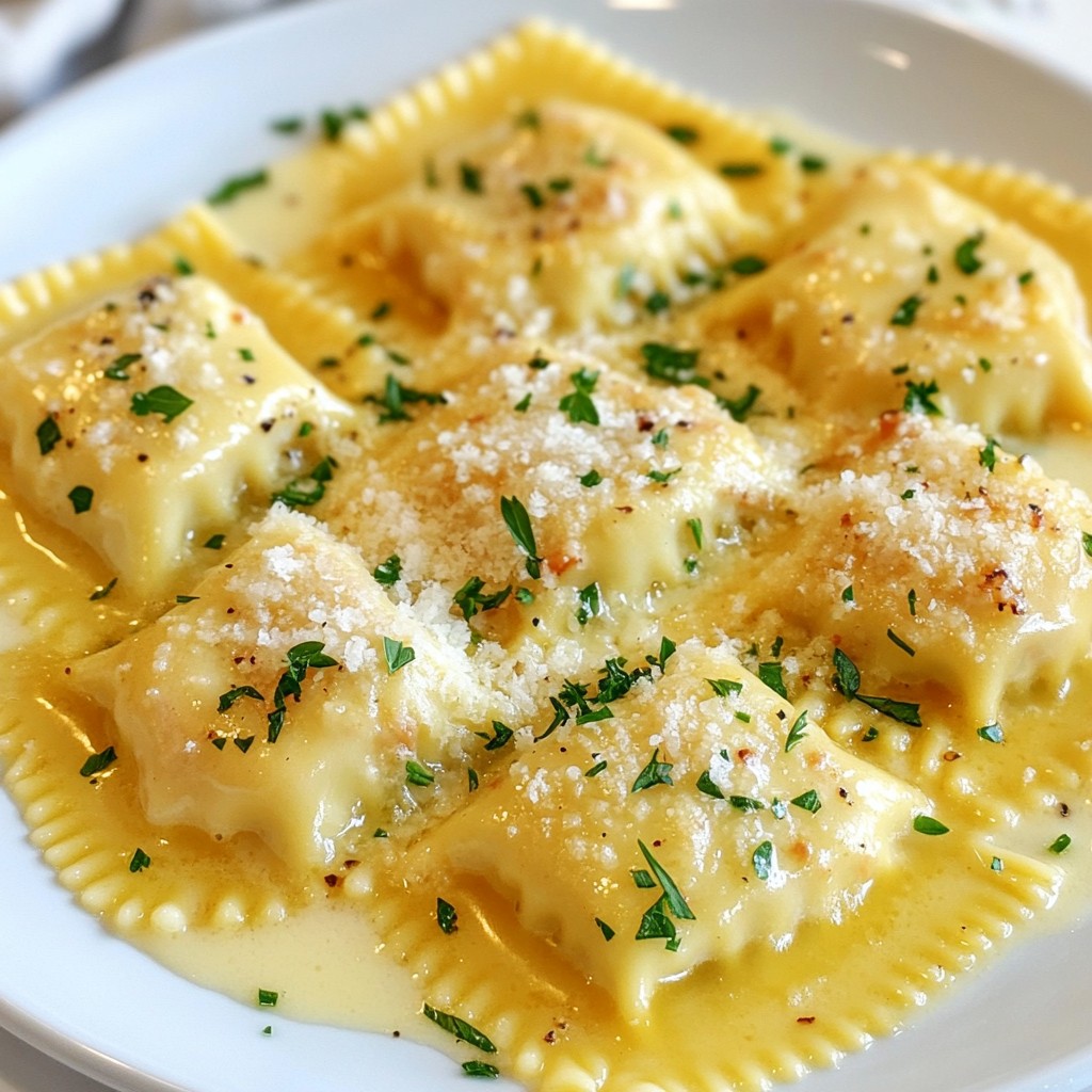 Lobster Ravioli in Garlic Butter Sauce Delight