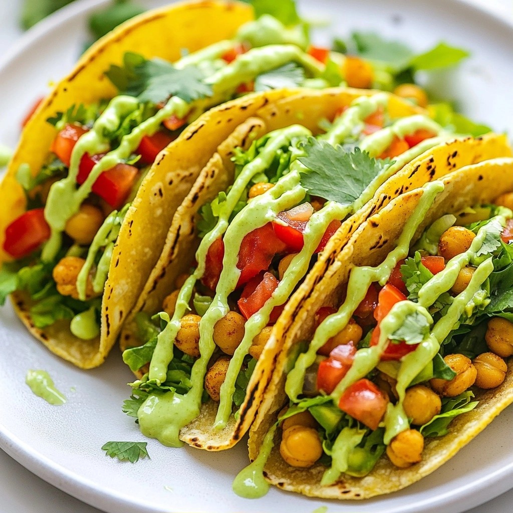 Crunchy Tex-Mex Chickpea Tacos with Avocado Sauce