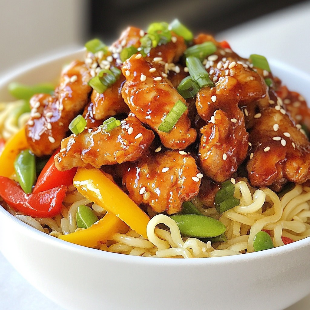 Sweet Garlic Crispy Chicken Noodles Flavorful Meal Recipe