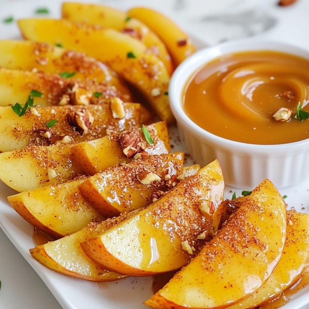 Air Fried Apple Wedges with Caramel Dip Delight