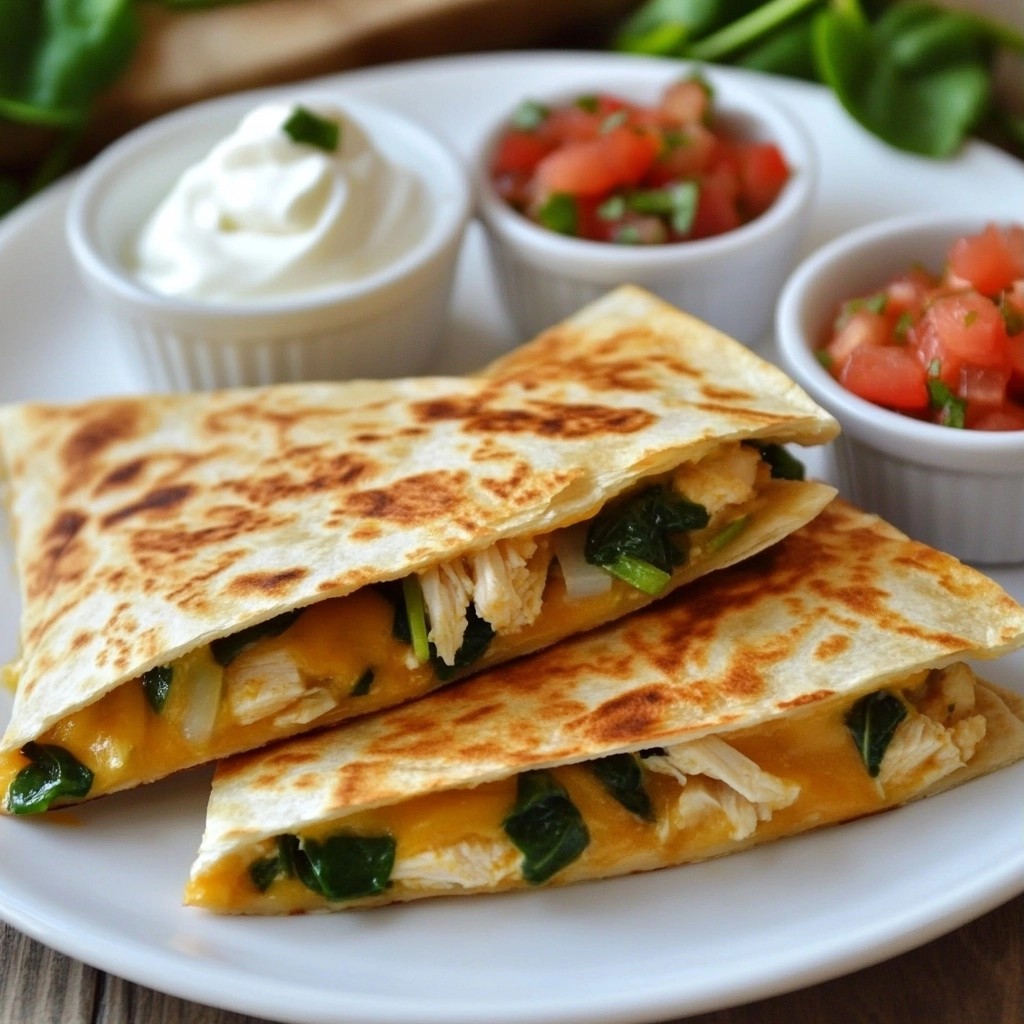 Cheesy Tex-Mex Chicken and Spinach Quesadillas Delight