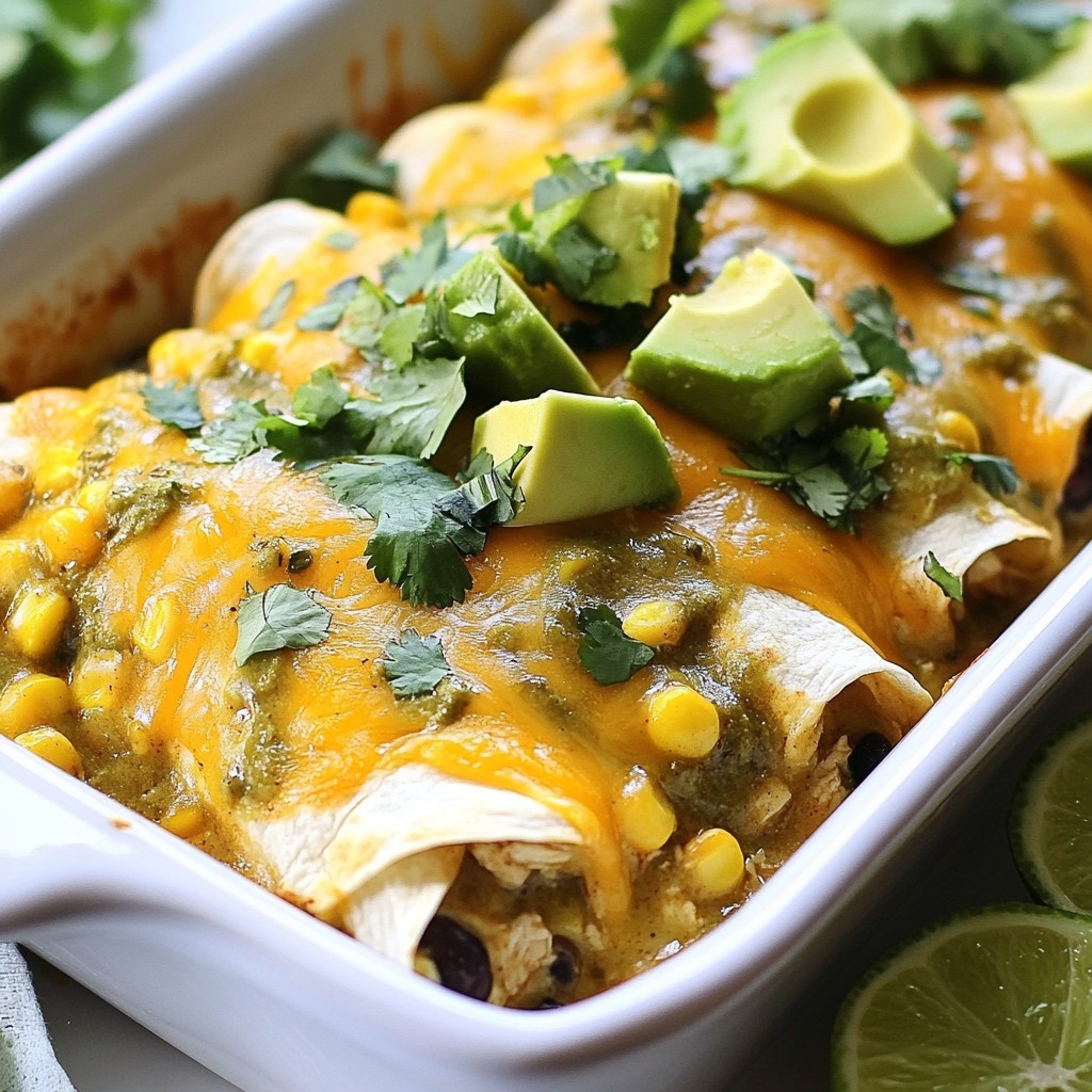 Baked Tex-Mex Chicken Enchiladas with Creamy Green Sauce