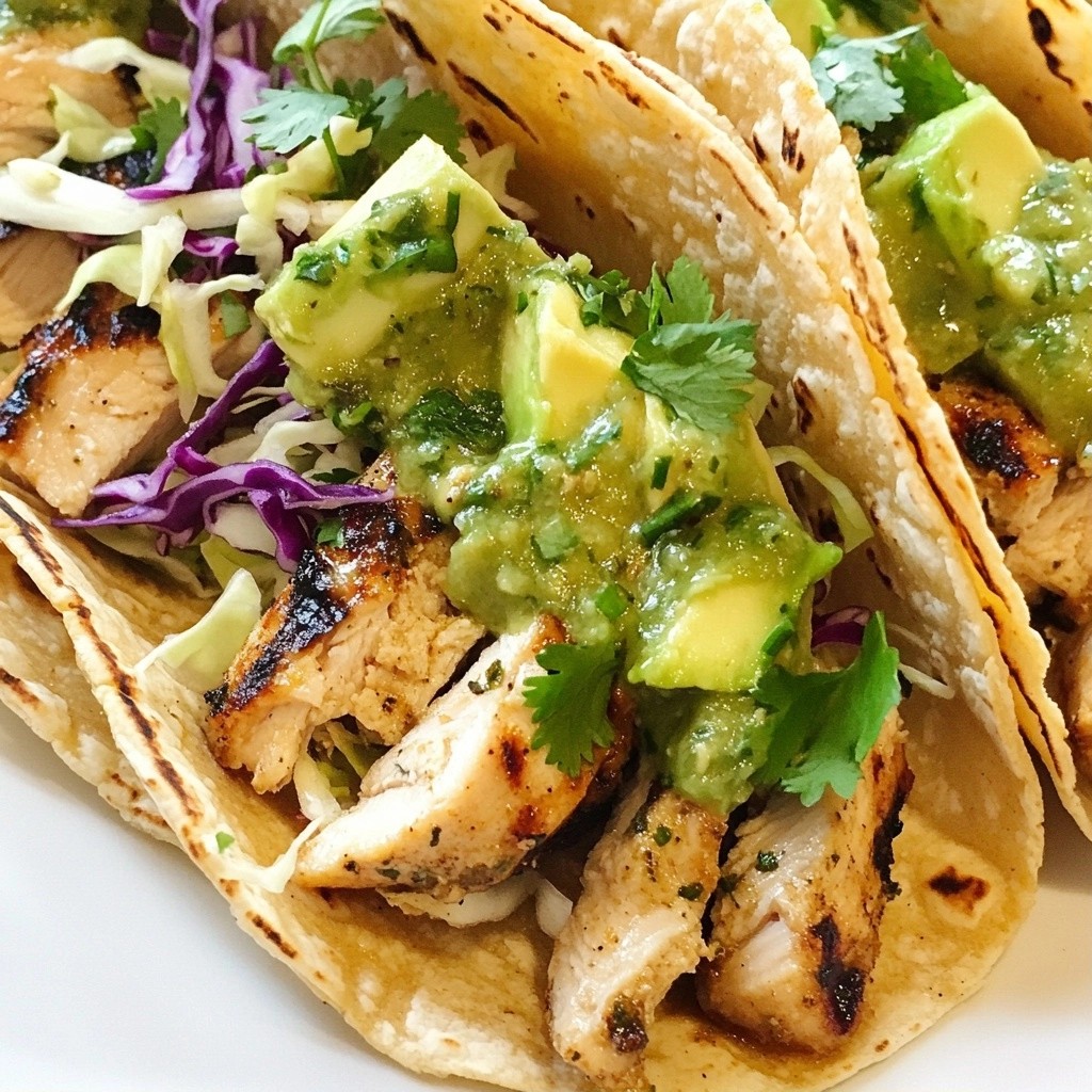 Crunchy Mexican Grilled Chicken Tacos with Salsa Verde