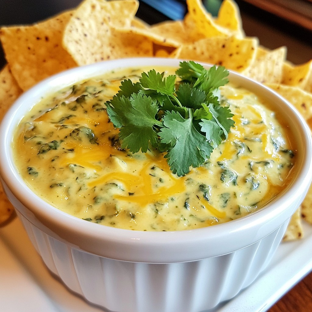 Creamy Tex-Mex Spinach Queso with Tortilla Chips Delight
