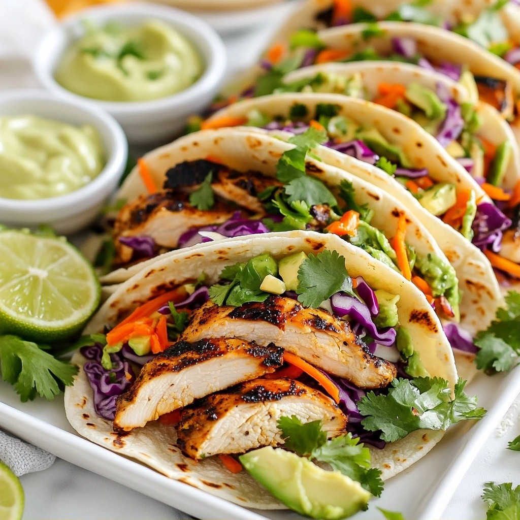Grilled Mexican Chicken Tacos with Cilantro Lime Slaw