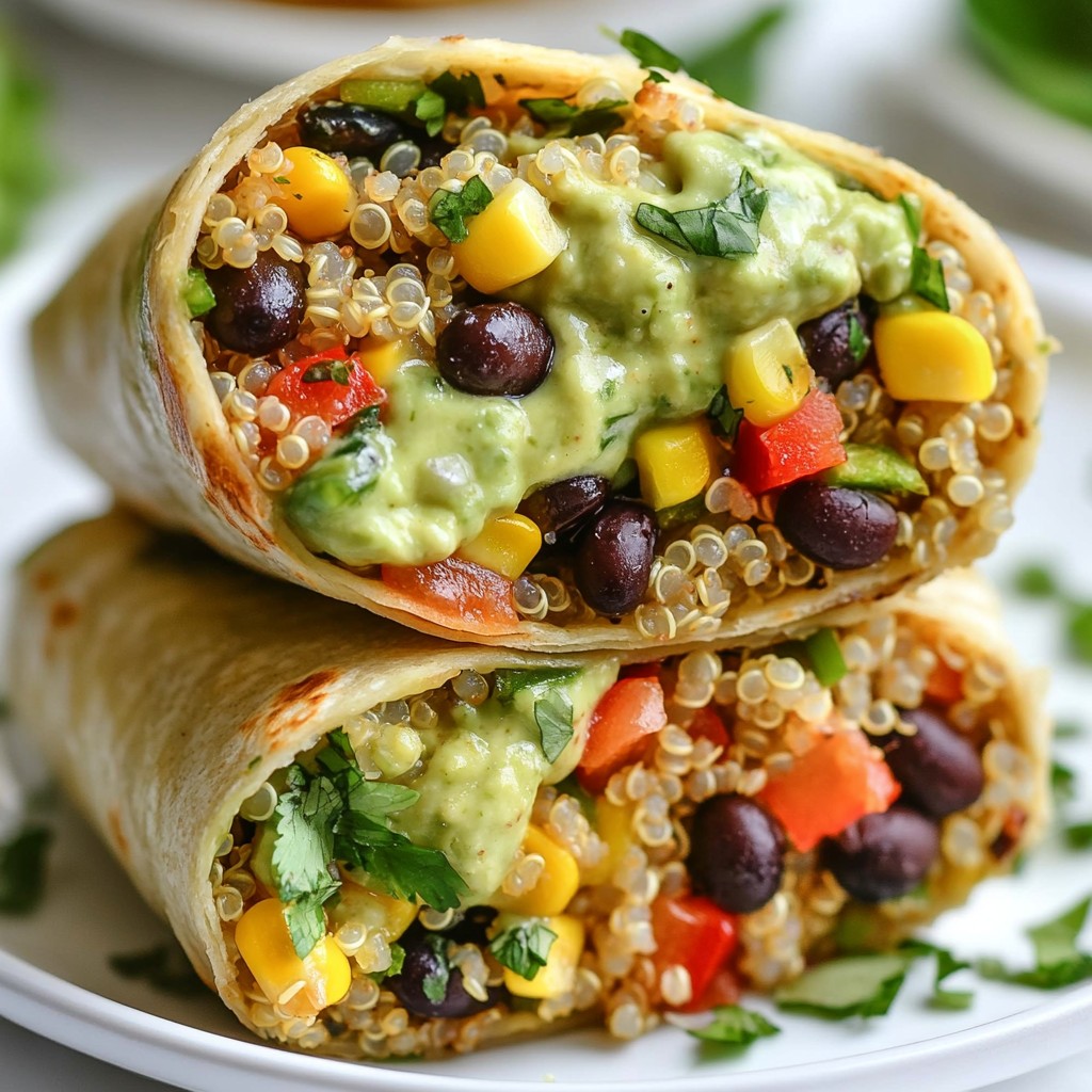 Hearty Mexican Quinoa Burritos with Avocado Cream