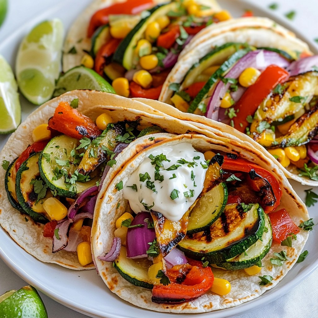 Grilled Mexican Veggie Tacos with Lime Crema Delight